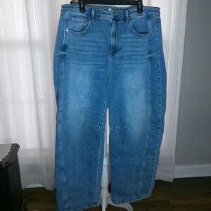 RISEN JEANS NWOT Five Pocket Barrel Wide Leg Blue Jeans 1XL
